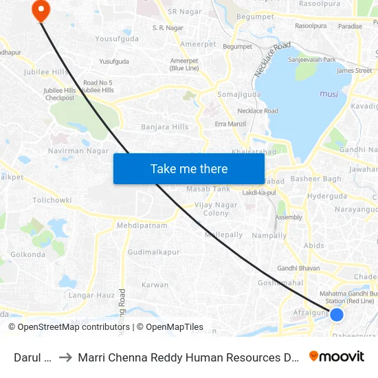 Darul Shifa to Marri Chenna Reddy Human Resources Development Institute map