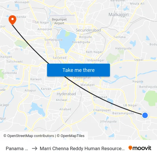 Panama Godown to Marri Chenna Reddy Human Resources Development Institute map