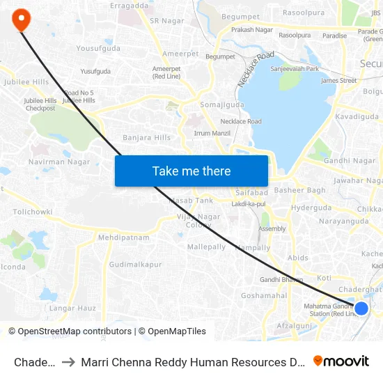 Chaderghat to Marri Chenna Reddy Human Resources Development Institute map