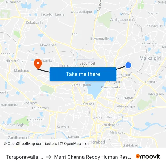 Taraporewalla Nursing Home to Marri Chenna Reddy Human Resources Development Institute map