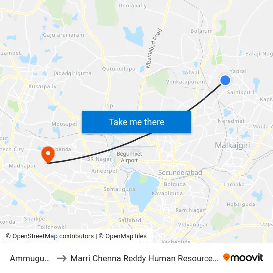Ammuguda Bazar to Marri Chenna Reddy Human Resources Development Institute map