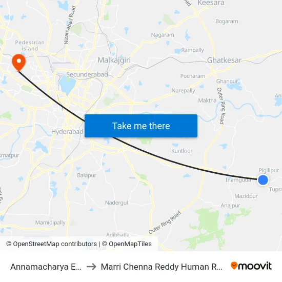 Annamacharya Engineering College to Marri Chenna Reddy Human Resources Development Institute map