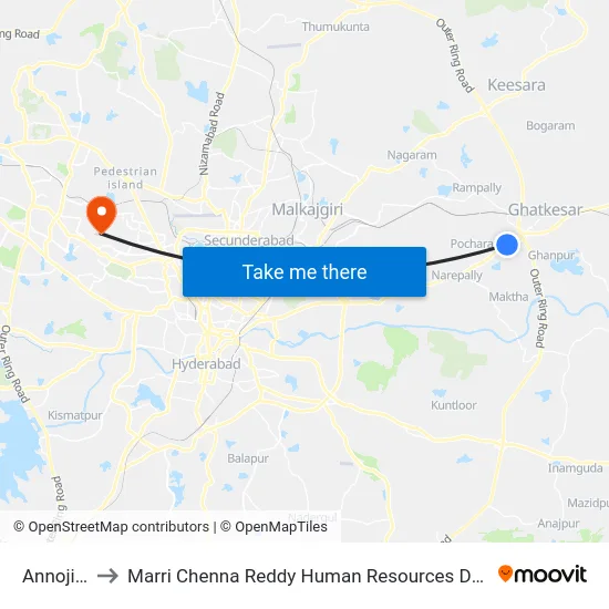 Annojiguda to Marri Chenna Reddy Human Resources Development Institute map