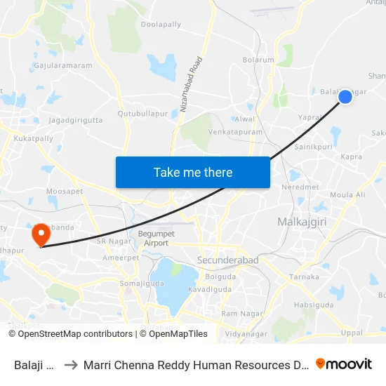 Balaji Nagar to Marri Chenna Reddy Human Resources Development Institute map