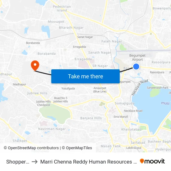 Shoppers Stop to Marri Chenna Reddy Human Resources Development Institute map