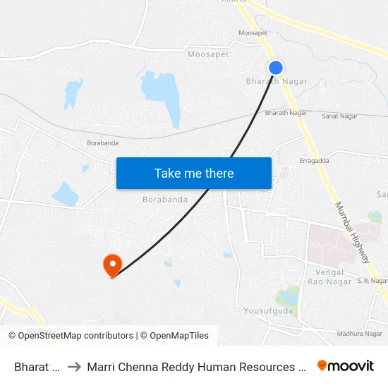 Bharat Nagar to Marri Chenna Reddy Human Resources Development Institute map