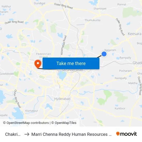 Chakripuram to Marri Chenna Reddy Human Resources Development Institute map