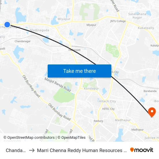 Chanda Nagar to Marri Chenna Reddy Human Resources Development Institute map