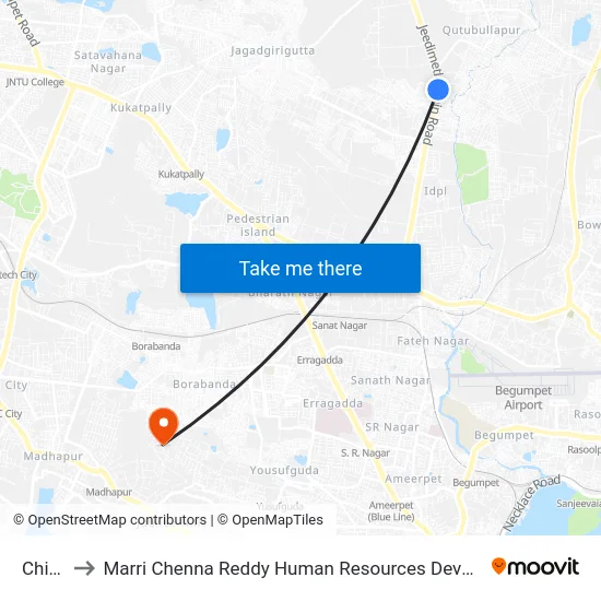 Chintal to Marri Chenna Reddy Human Resources Development Institute map