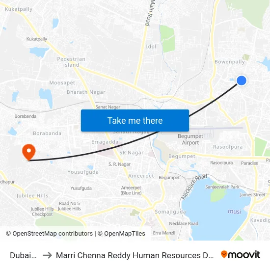Dubai Gate to Marri Chenna Reddy Human Resources Development Institute map
