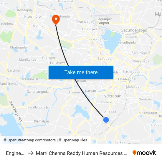 Engine Bowli to Marri Chenna Reddy Human Resources Development Institute map