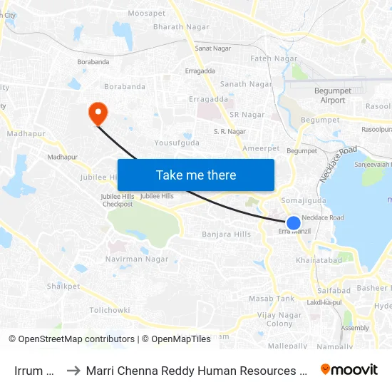 Irrum Manzil to Marri Chenna Reddy Human Resources Development Institute map