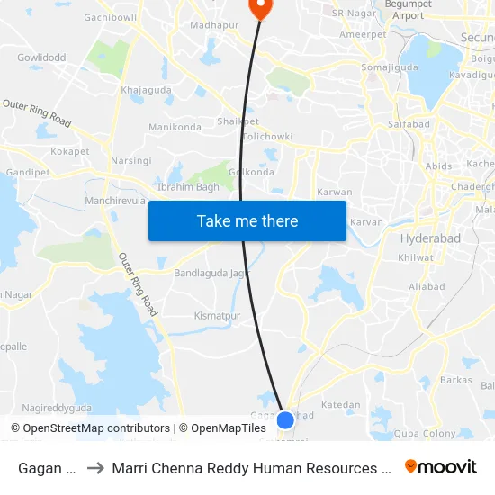Gagan Pahad to Marri Chenna Reddy Human Resources Development Institute map
