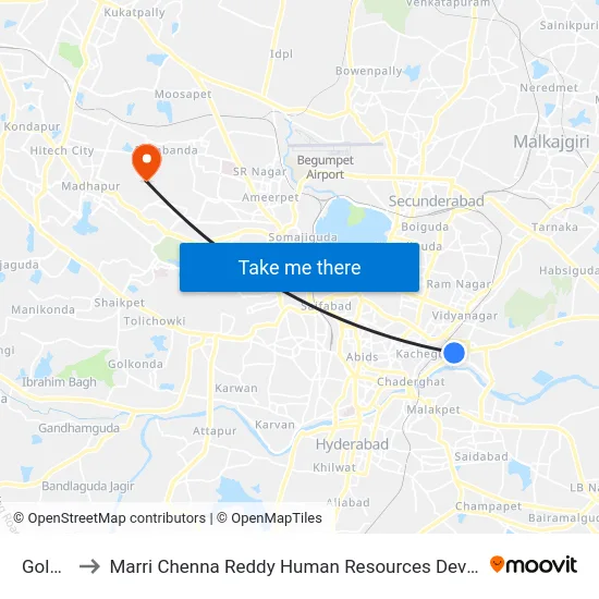 Golnaka to Marri Chenna Reddy Human Resources Development Institute map