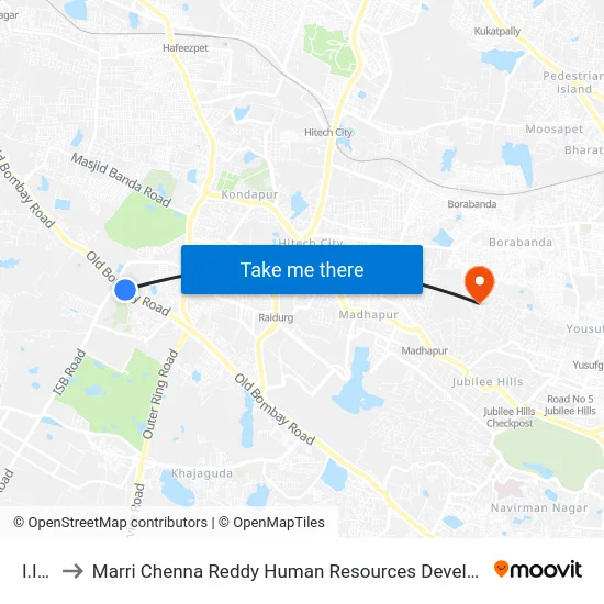 I.I.I.T to Marri Chenna Reddy Human Resources Development Institute map