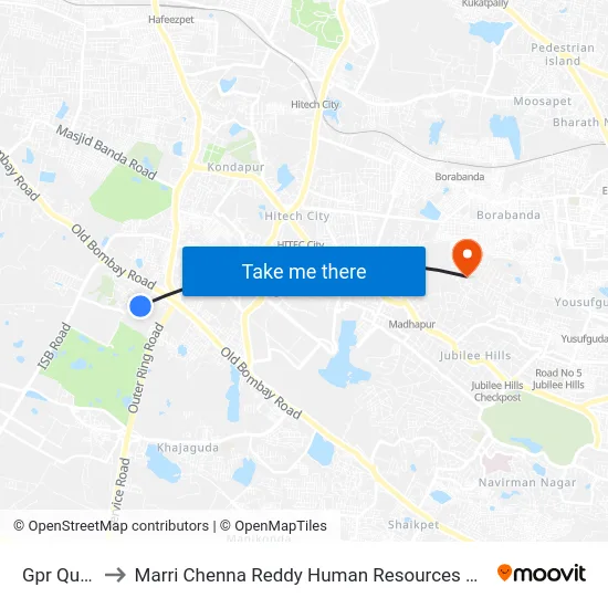 Gpr Quarters to Marri Chenna Reddy Human Resources Development Institute map