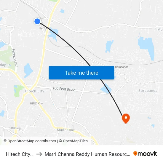 Hitech City M.M.T.S. to Marri Chenna Reddy Human Resources Development Institute map