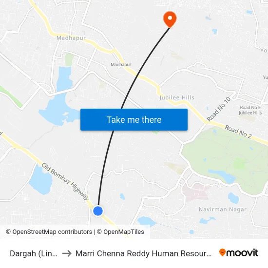 Dargah (Lingampally) to Marri Chenna Reddy Human Resources Development Institute map