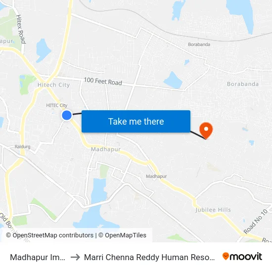 Madhapur Image Hospital to Marri Chenna Reddy Human Resources Development Institute map