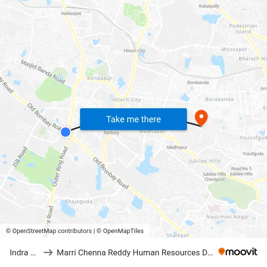 Indra Nagar to Marri Chenna Reddy Human Resources Development Institute map