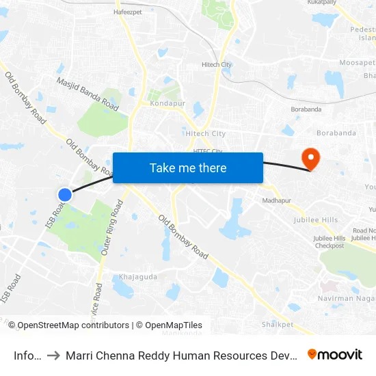 Infosys to Marri Chenna Reddy Human Resources Development Institute map
