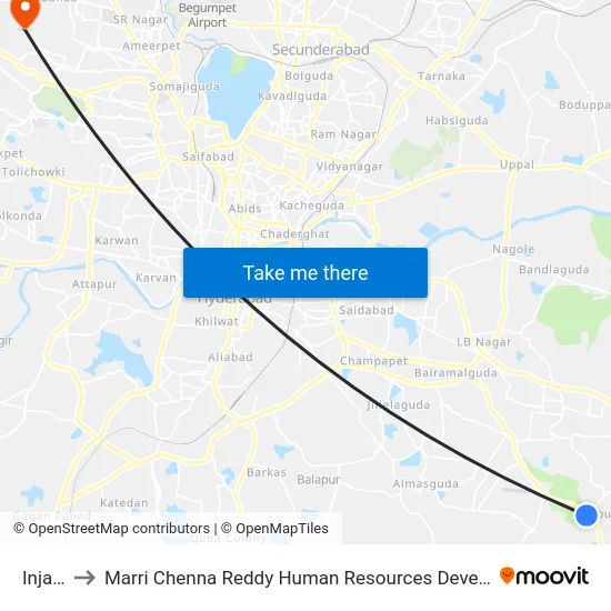 Injapur to Marri Chenna Reddy Human Resources Development Institute map