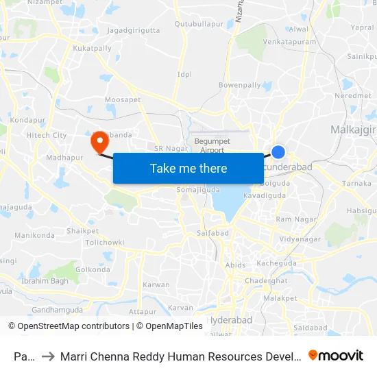 Patny to Marri Chenna Reddy Human Resources Development Institute map