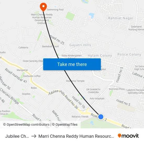 Jubilee Check Post to Marri Chenna Reddy Human Resources Development Institute map