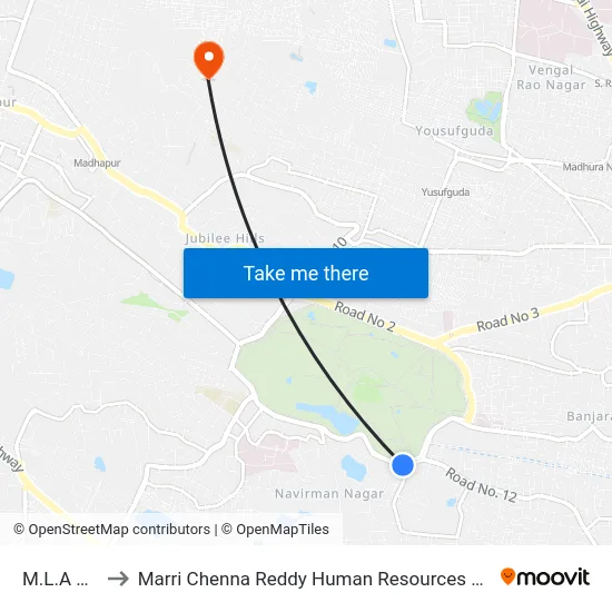 M.L.A Colony to Marri Chenna Reddy Human Resources Development Institute map