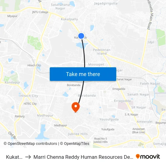 Kukatpally to Marri Chenna Reddy Human Resources Development Institute map
