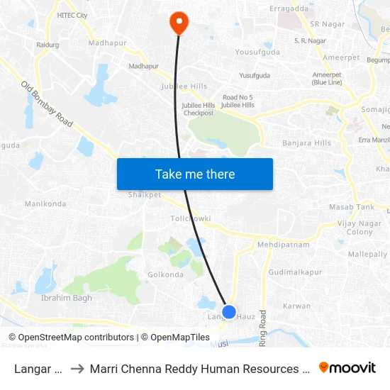Langar House to Marri Chenna Reddy Human Resources Development Institute map