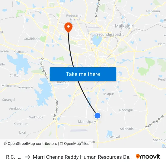 R.C.I Gate to Marri Chenna Reddy Human Resources Development Institute map