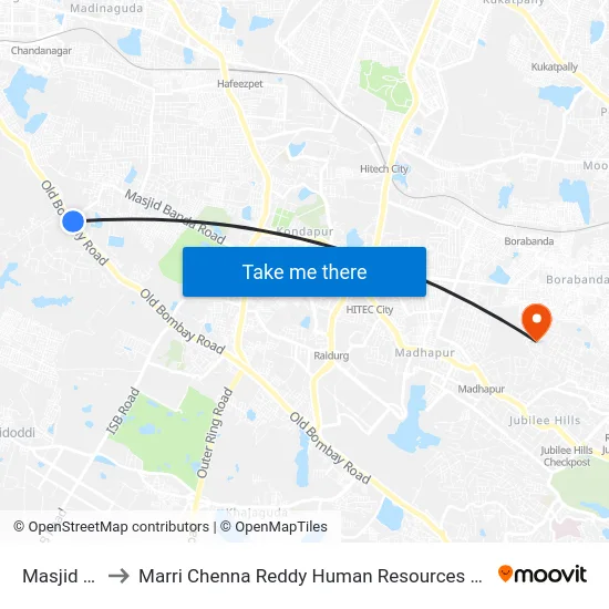 Masjid Banda to Marri Chenna Reddy Human Resources Development Institute map