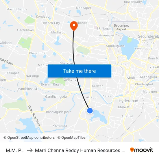 M.M. Pahadi to Marri Chenna Reddy Human Resources Development Institute map