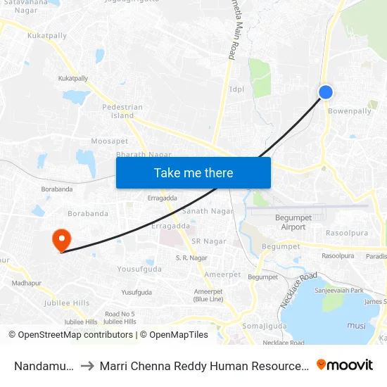 Nandamuri Nagar to Marri Chenna Reddy Human Resources Development Institute map