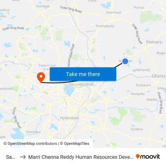 Saketh to Marri Chenna Reddy Human Resources Development Institute map
