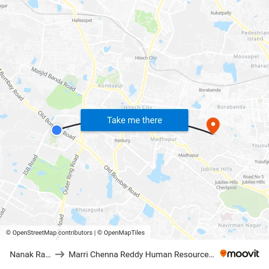 Nanak Ram Guda to Marri Chenna Reddy Human Resources Development Institute map