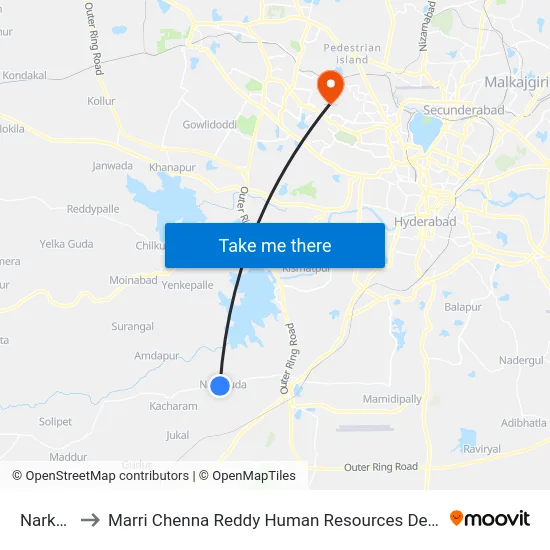 Narkhoda to Marri Chenna Reddy Human Resources Development Institute map