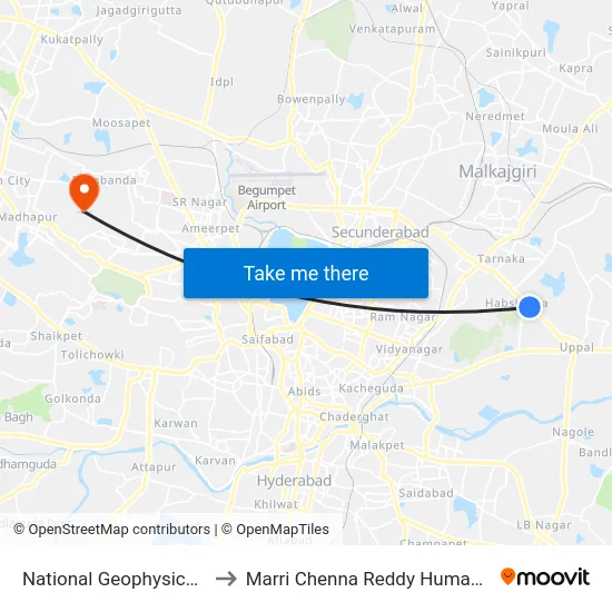 National Geophysical Research Institute (Ngri) to Marri Chenna Reddy Human Resources Development Institute map