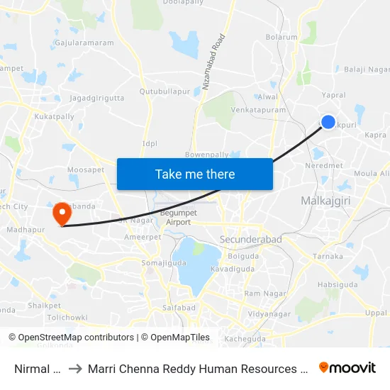Nirmal Nagar to Marri Chenna Reddy Human Resources Development Institute map