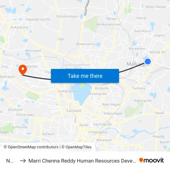 NMDC to Marri Chenna Reddy Human Resources Development Institute map