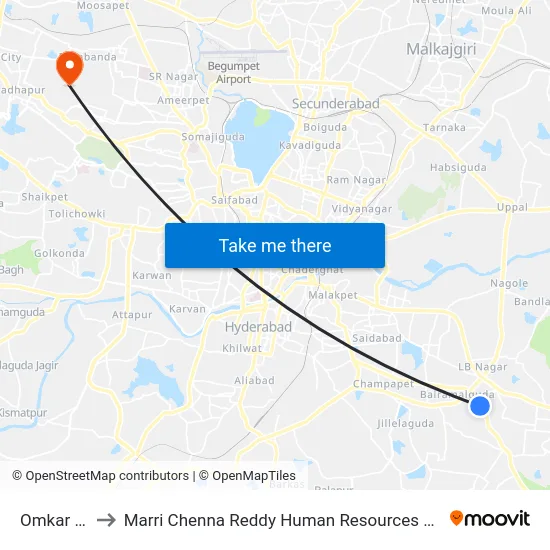 Omkar Nagar to Marri Chenna Reddy Human Resources Development Institute map