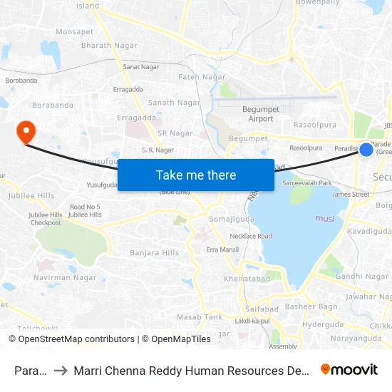 Paradise to Marri Chenna Reddy Human Resources Development Institute map