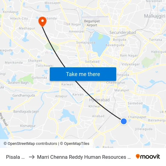 Pisala Banda to Marri Chenna Reddy Human Resources Development Institute map