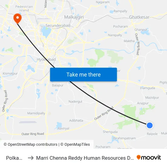 Polkampally to Marri Chenna Reddy Human Resources Development Institute map