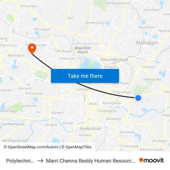 Polytechnic College to Marri Chenna Reddy Human Resources Development Institute map