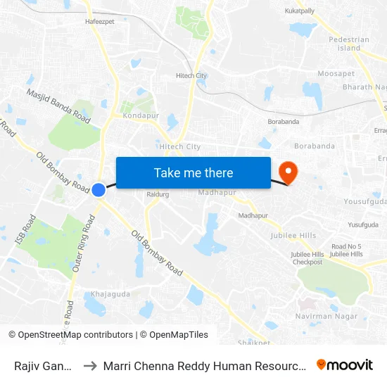 Rajiv Gandhi Nagar to Marri Chenna Reddy Human Resources Development Institute map
