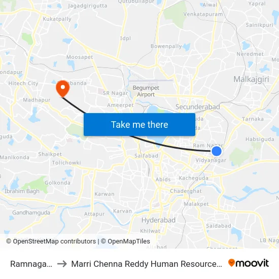 Ramnagar Gundu to Marri Chenna Reddy Human Resources Development Institute map