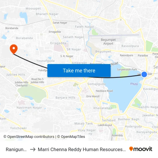Ranigunj Depot to Marri Chenna Reddy Human Resources Development Institute map