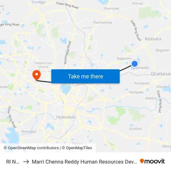 Rl Nagar to Marri Chenna Reddy Human Resources Development Institute map